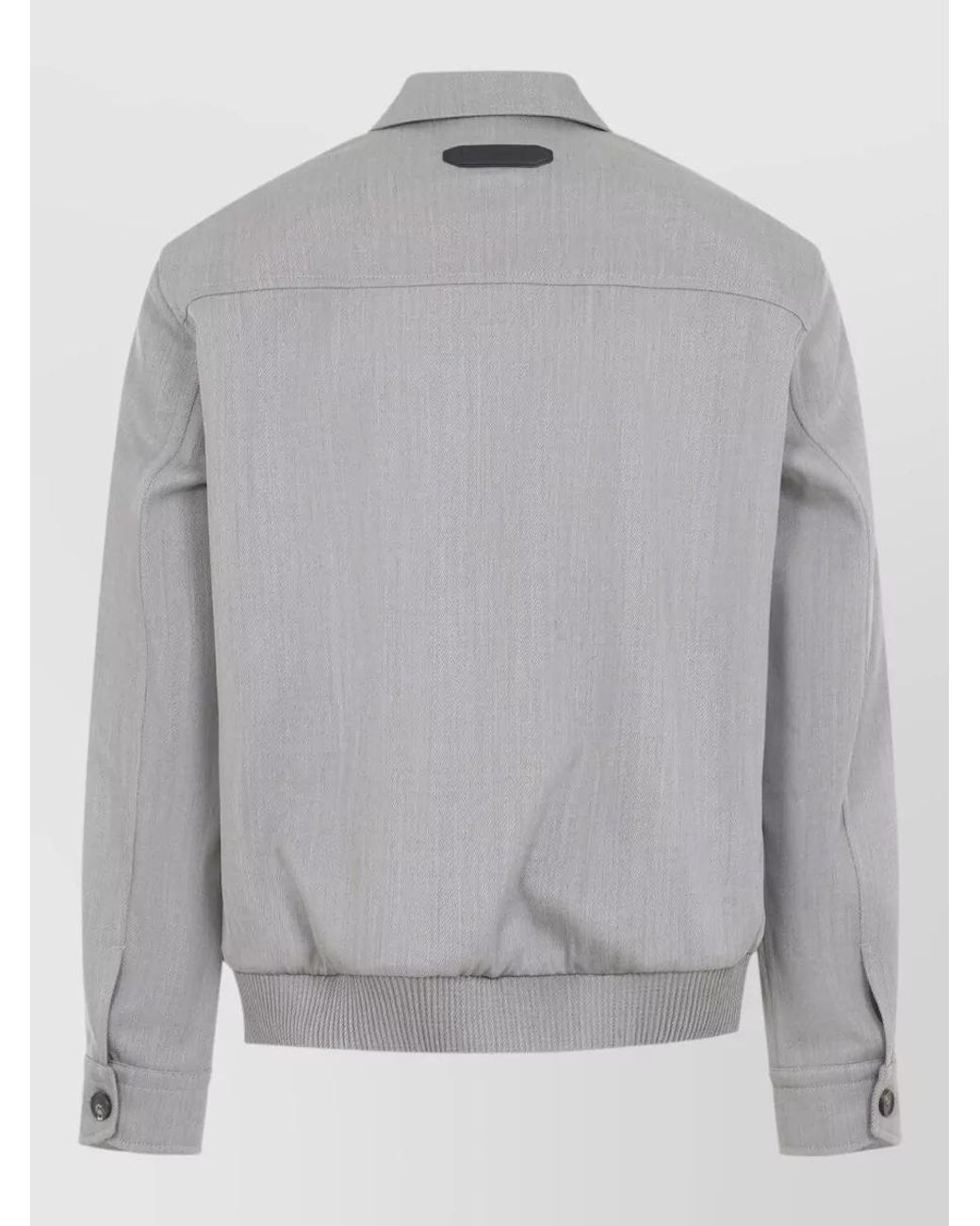 Brioni Gray Wool Zip-Up Blouson Jacket for men