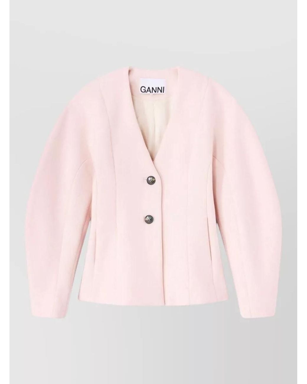 Ganni Pink Cashmere V-Neck Blazer