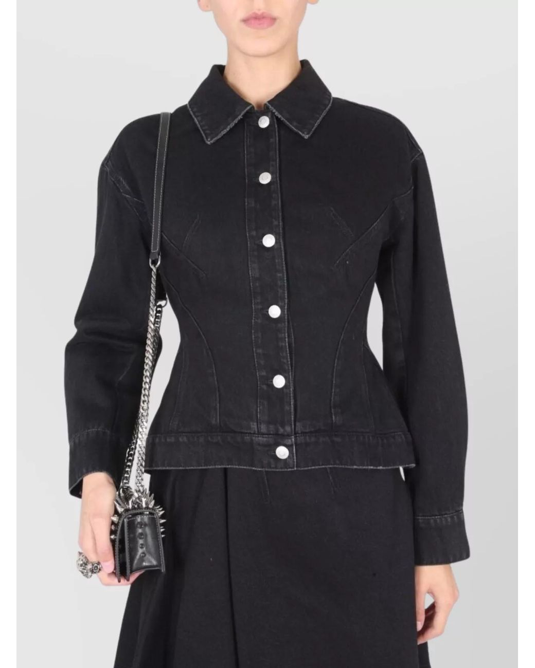 McQueen Black Denim Fitted Jacket
