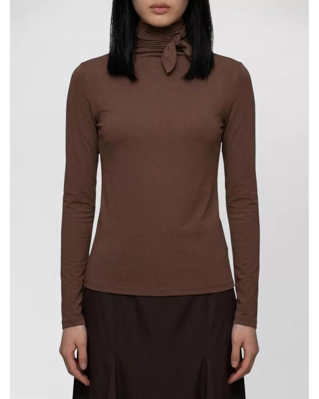 Lemaire Brown Mesh Jersey Long-Sleeve Ballerina Scarf Top