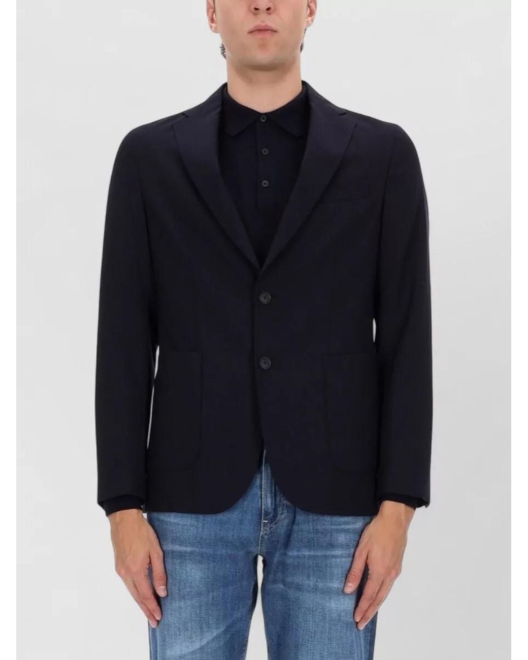 Boss Blue Virgin Wool Blazer for men