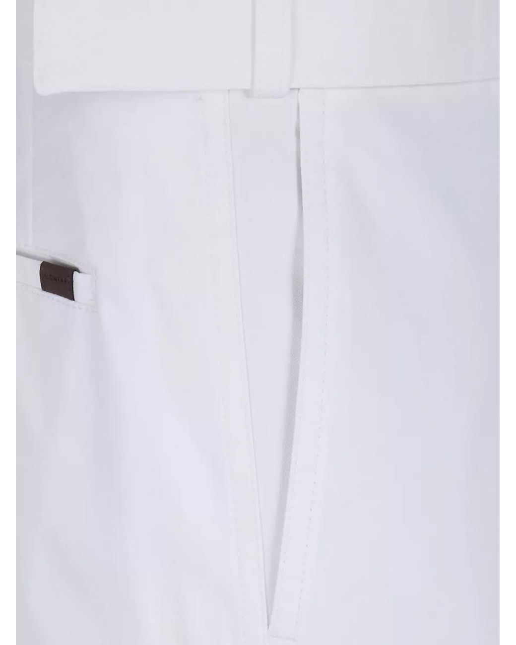 Incotex White Belted Chino Tailored Trousers for men