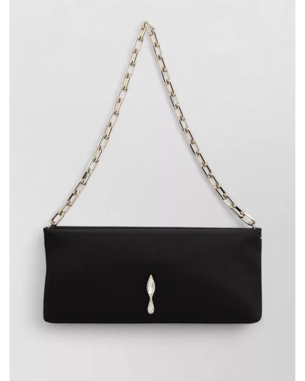 Christian Louboutin White Satin Crystal-Embellished Clutch Bag