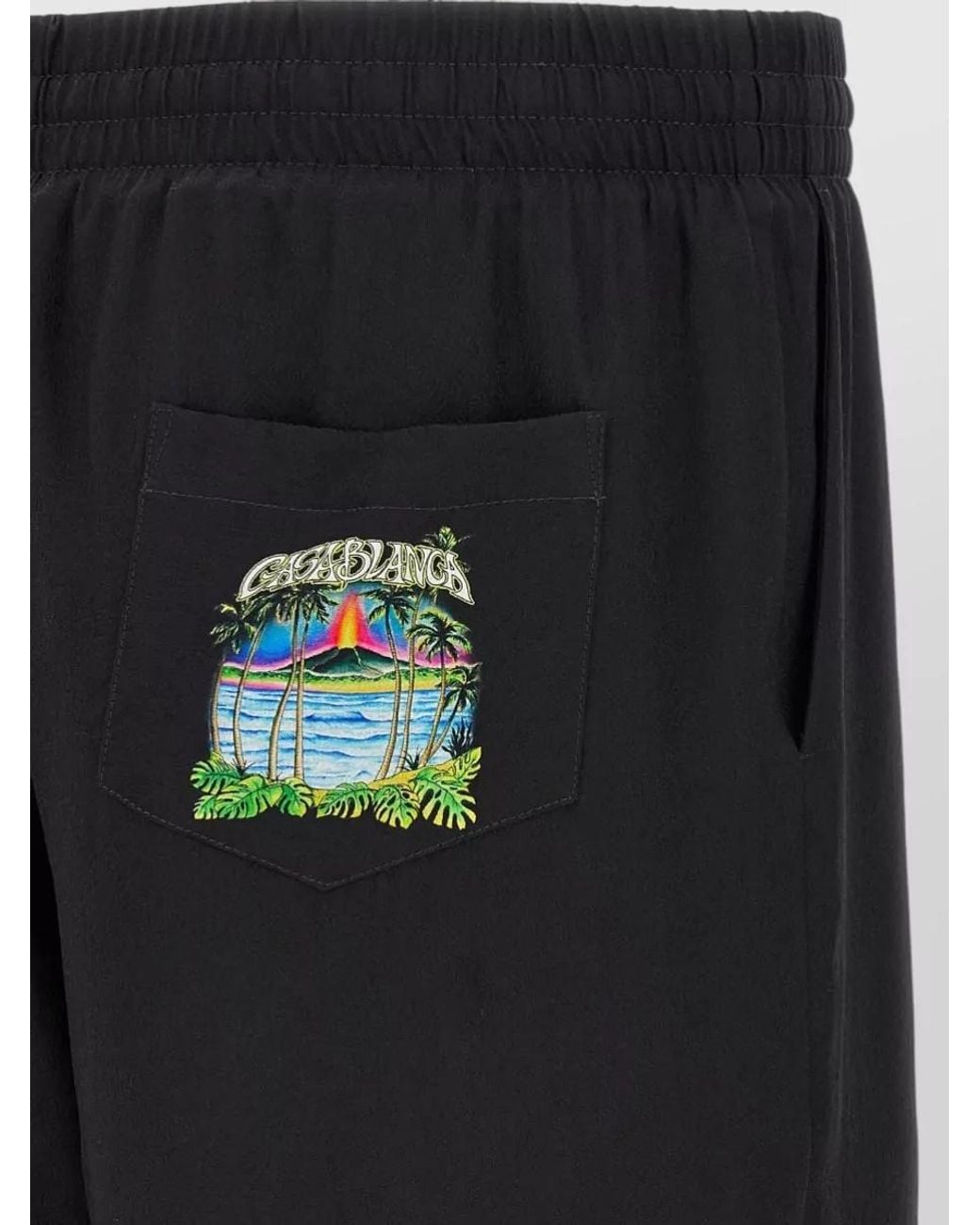 Casablanca Black Silk Volcano Deck Shorts for men