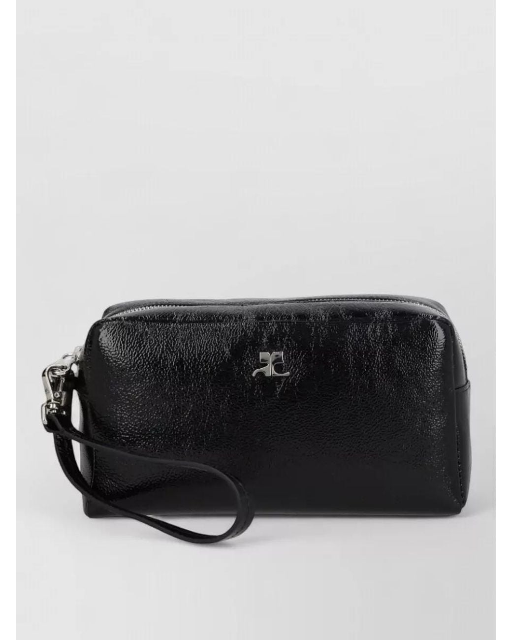 Courreges Black Très Varnished Leather Clutch Bag