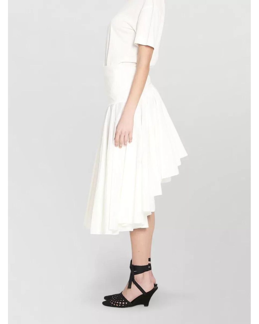 Jacquemus White High-Rise Draped Midi Skirt