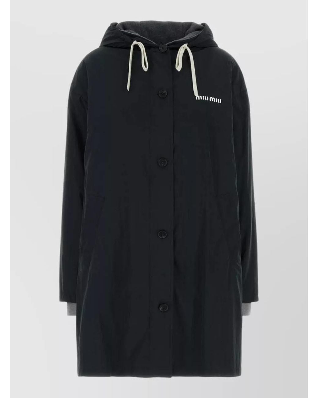 Miu Miu Black Single-Breasted Parka Coat