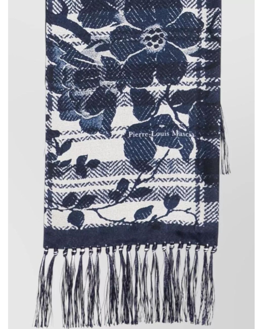 Pierre Louis Mascia Blue Silk Floral-Print Scarf