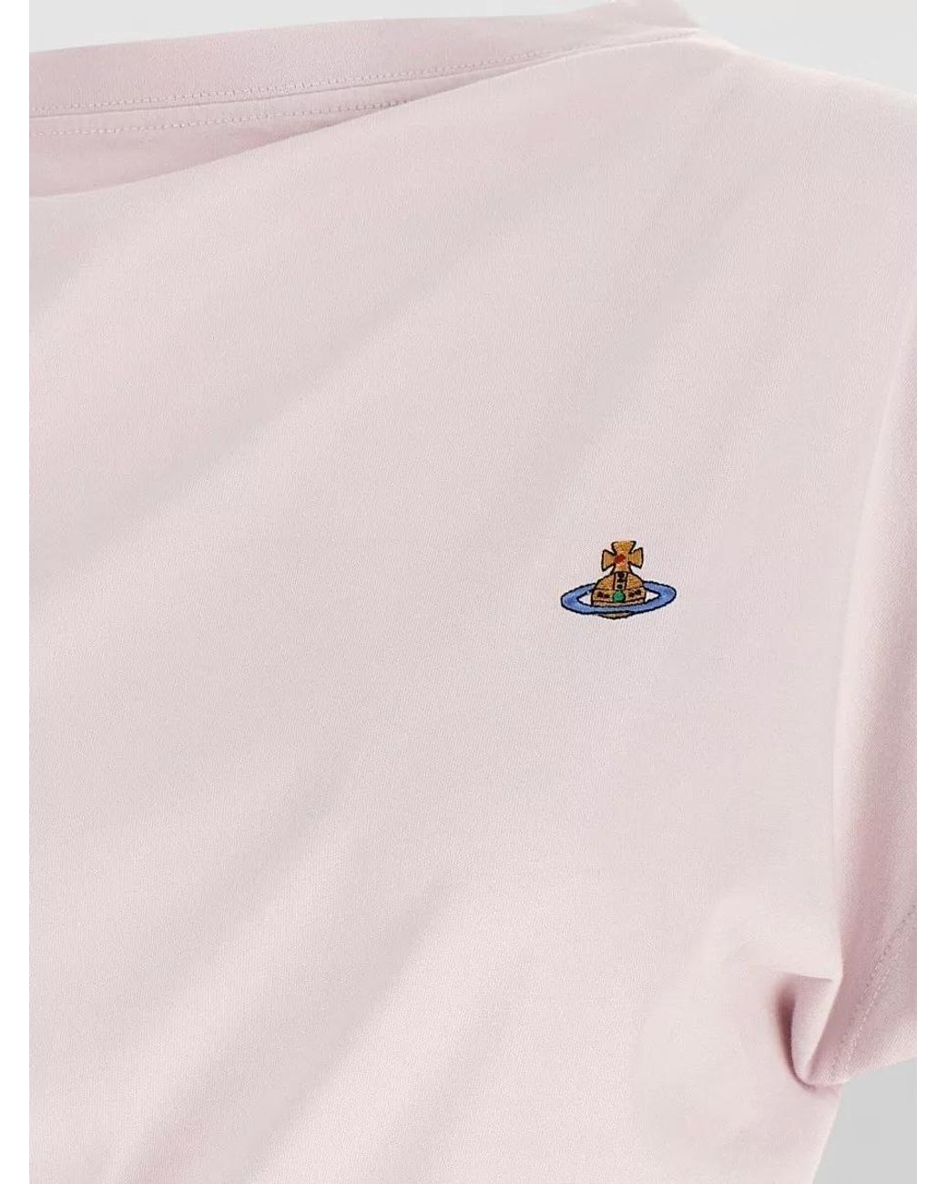 Vivienne Westwood Pink Asymmetric Cotton Draped Logo T-Shirt