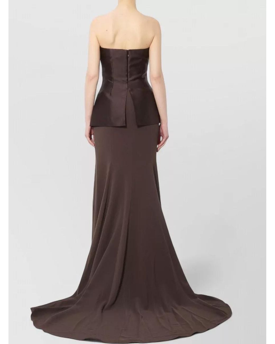 Solace London Brown Draped Maxi Gown
