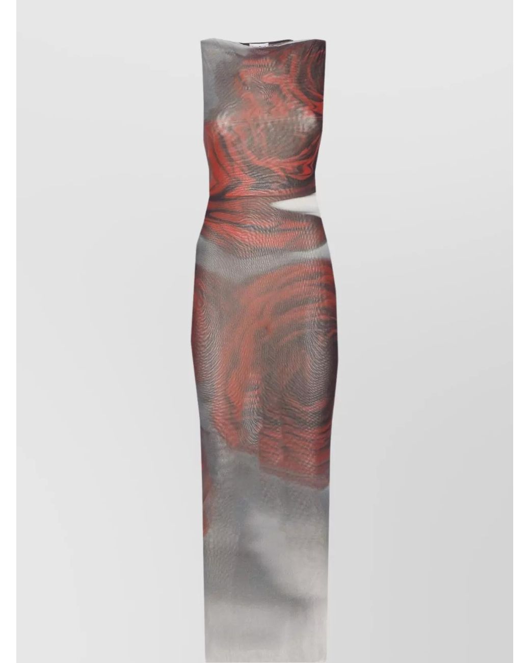 Jean Paul Gaultier White Printed Sleeveless Boat Neck Maxi Dress