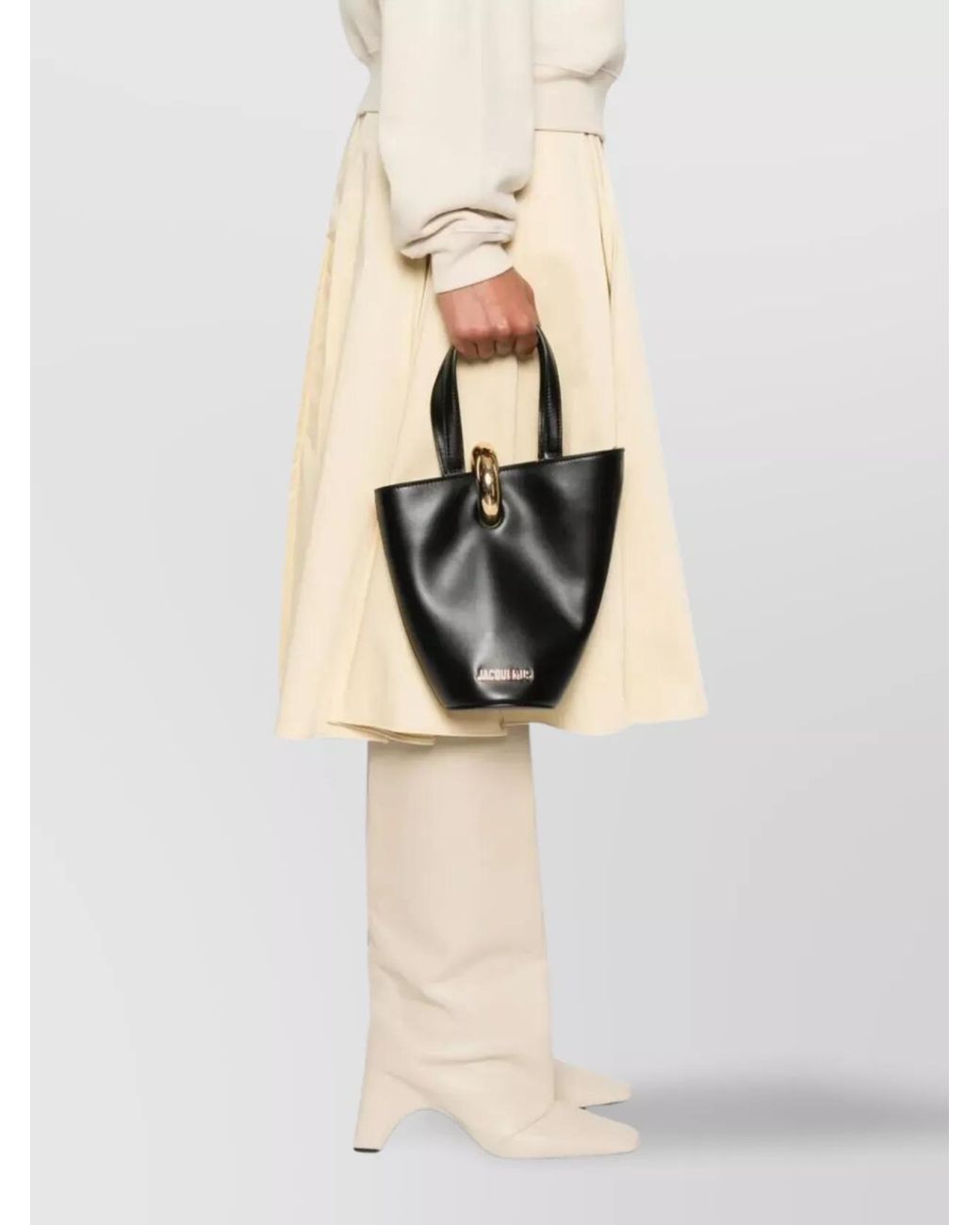 Jacquemus Black Le Bambola Small Leather Bucket Bag
