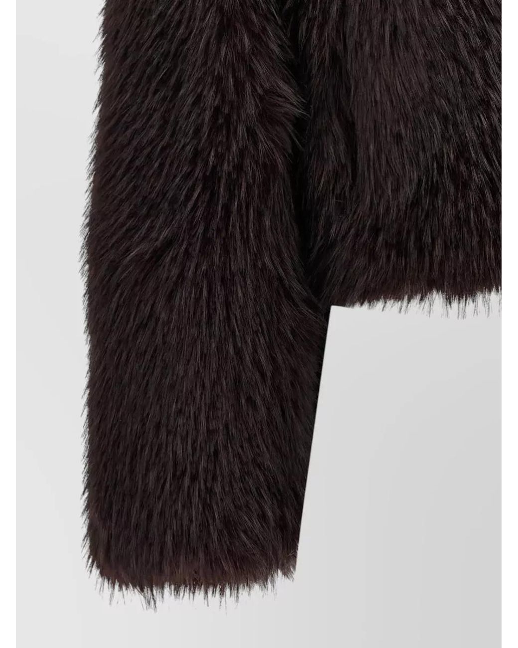 Pinko Black Faux Fur Cropped High Neck Coat