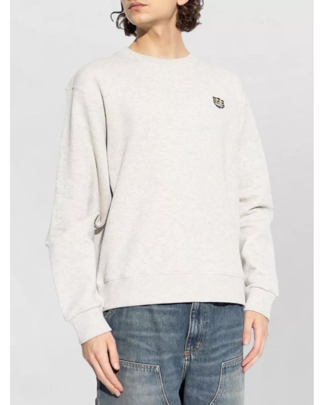 KENZO Natural Cotton Appliqué Crewneck Sweatshirt for men