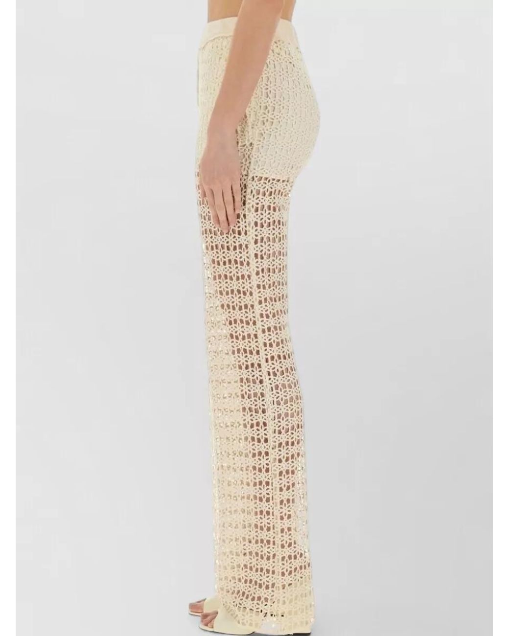 Alysi Natural Macramé Wide-Leg Trousers