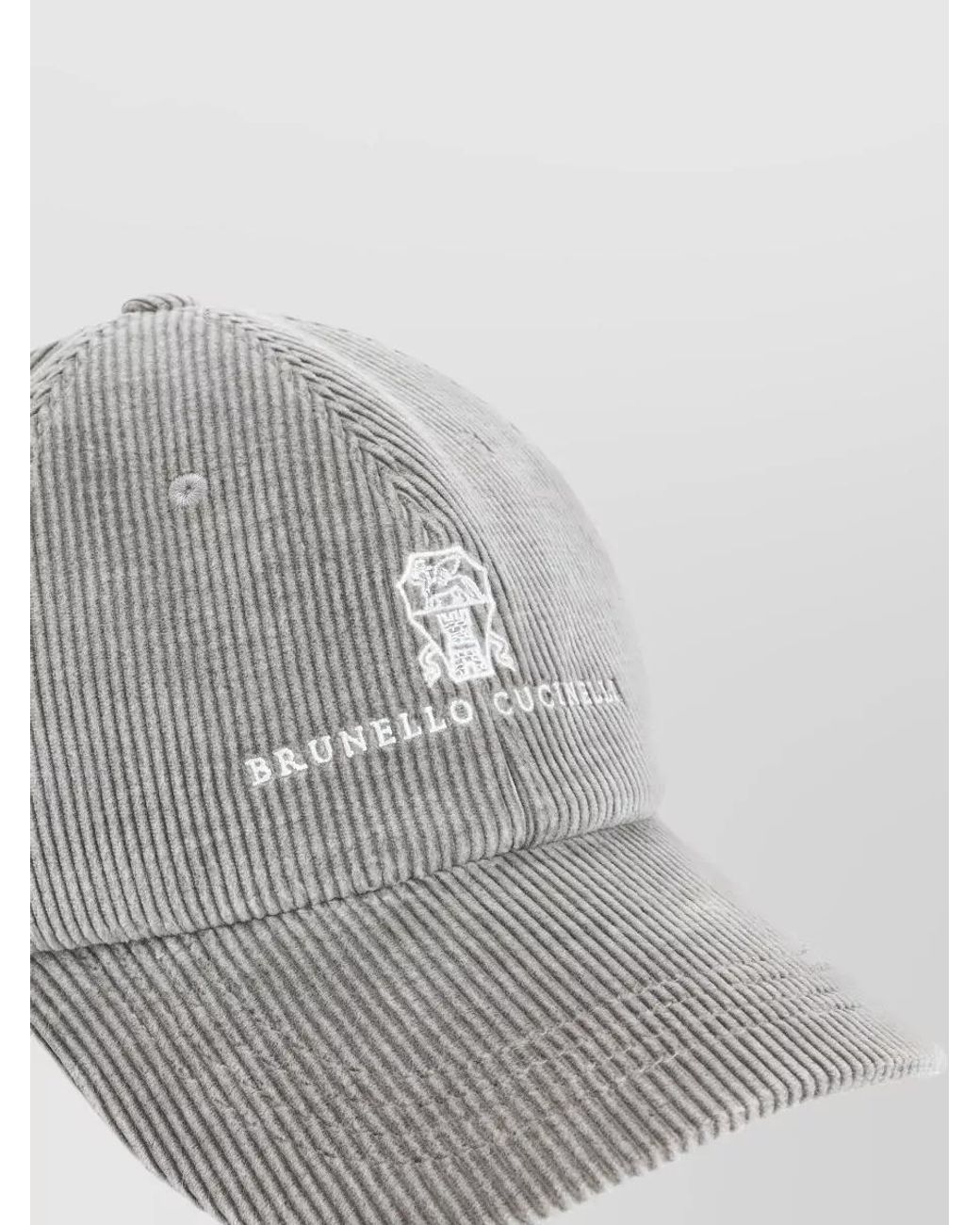 Brunello Cucinelli Gray Ribbed Corduroy Baseball Cap for men