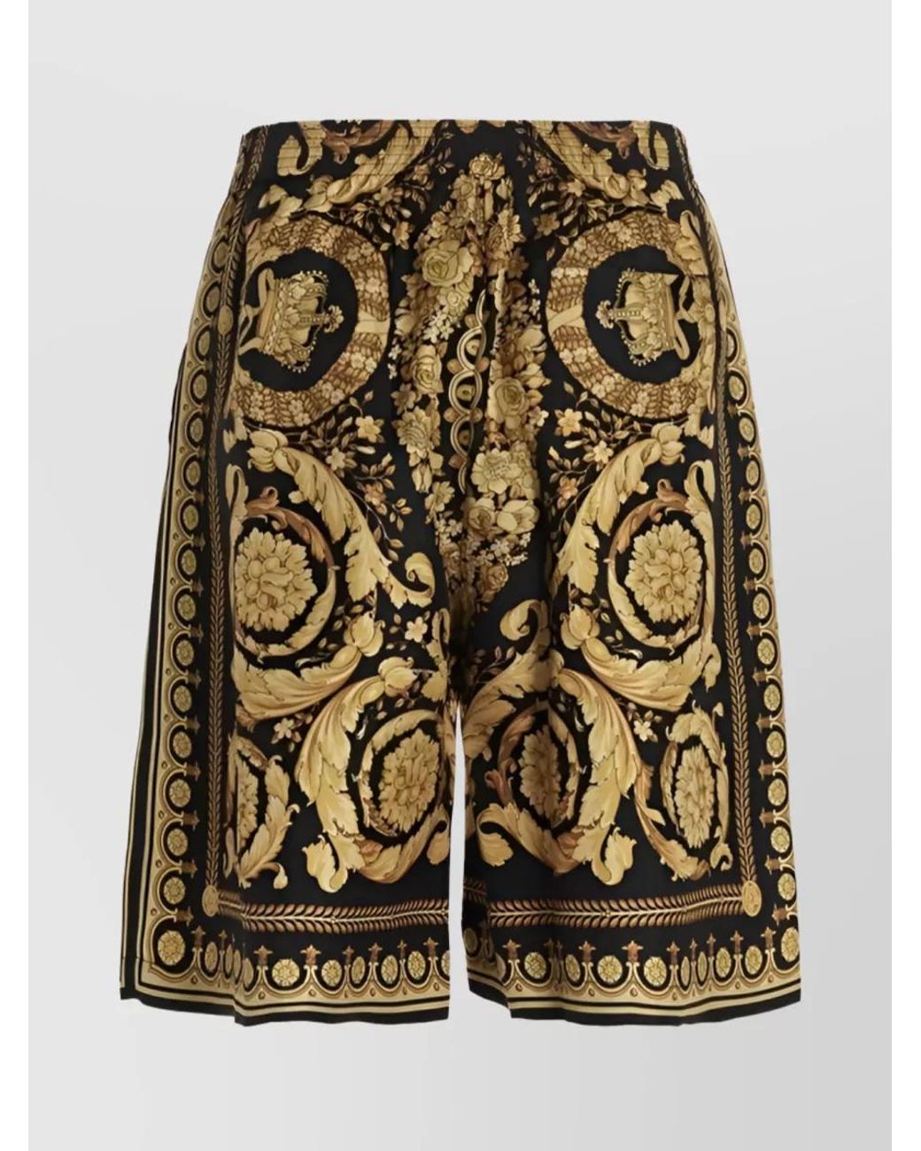 Versace Metallic Silk Baroque-Print Knee-Length Bermuda Shorts for men