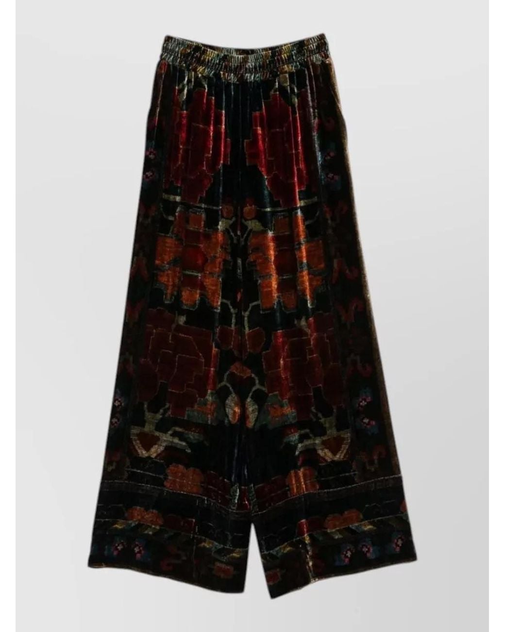 Pierre Louis Mascia Black Silk-Blend Textured Printed Wide-Leg Trousers