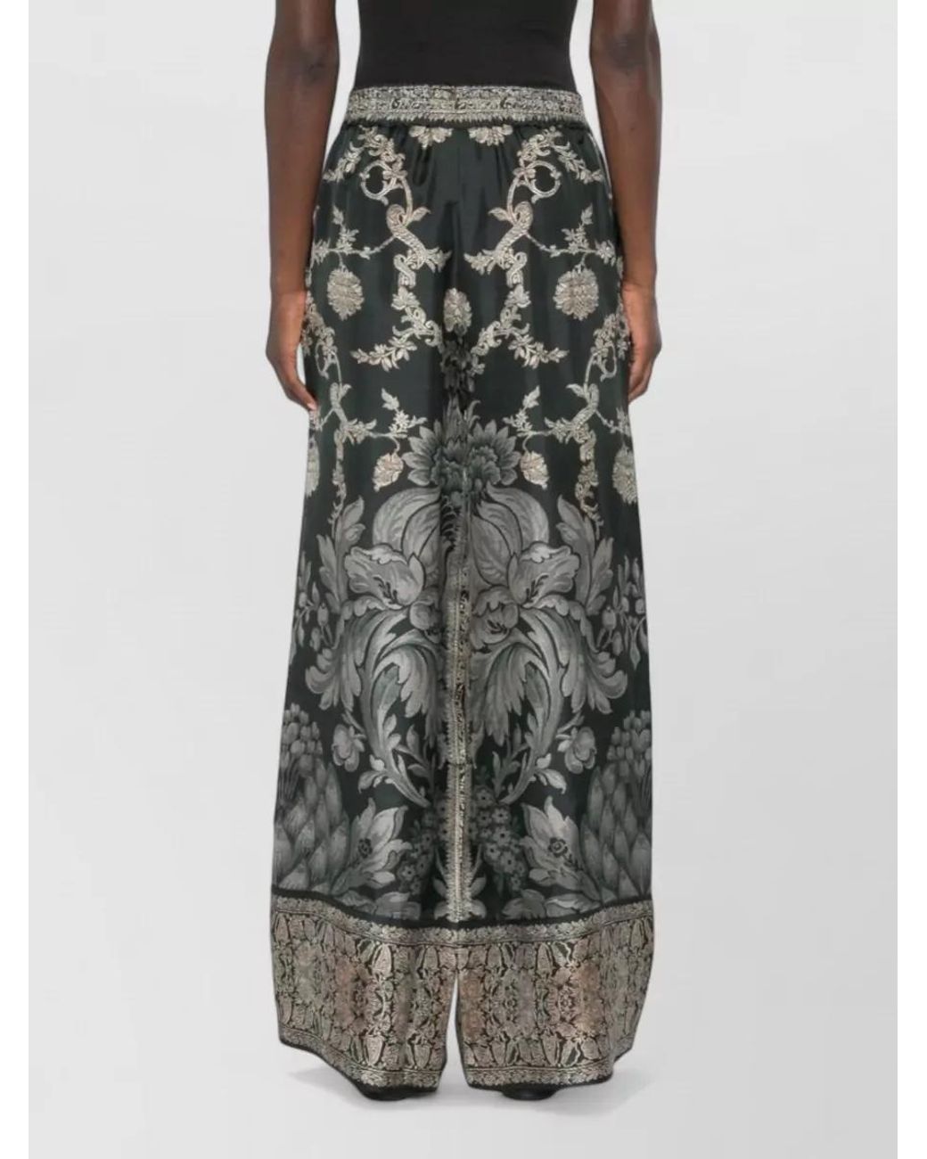 Pierre Louis Mascia Multicolor Silk Printed Wide-Leg Suit Trousers
