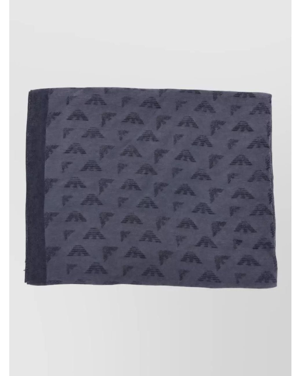 Emporio Armani Blue Jacquard Logo Scarf
