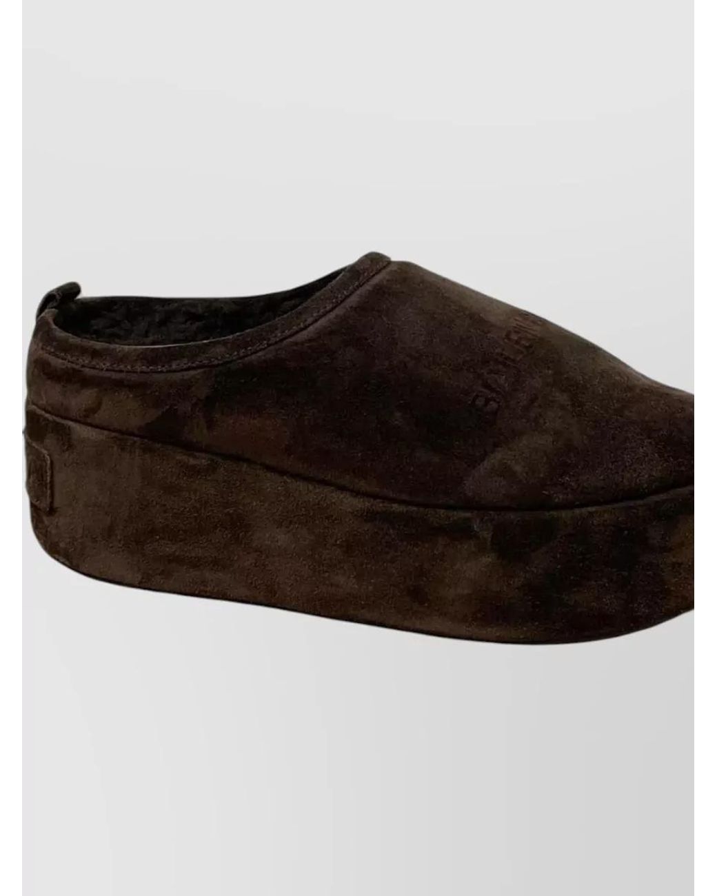 Balenciaga Brown Leather Platform Slippers