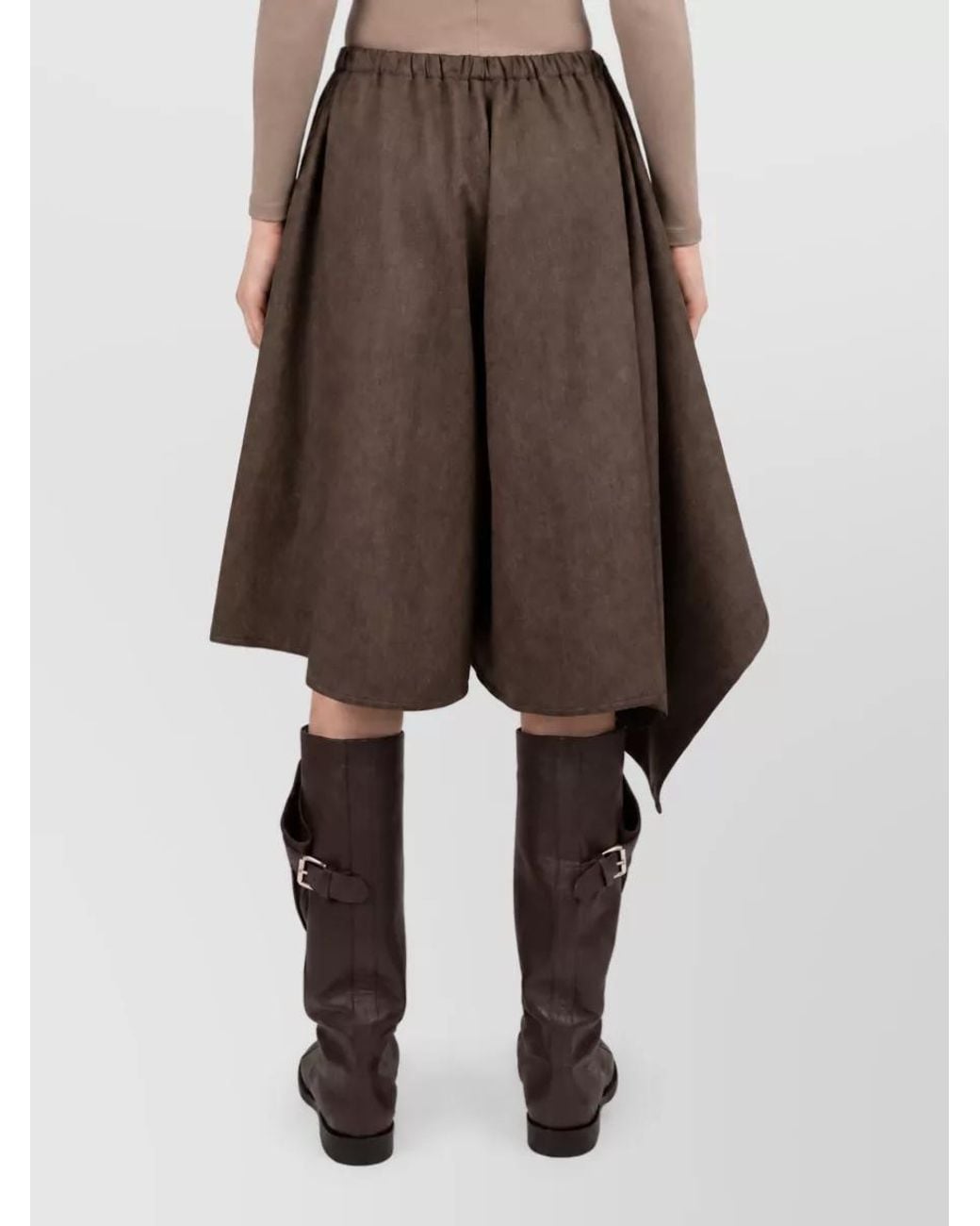 Niccolò Pasqualetti Brown Viscose Satin Asymmetric Skirt