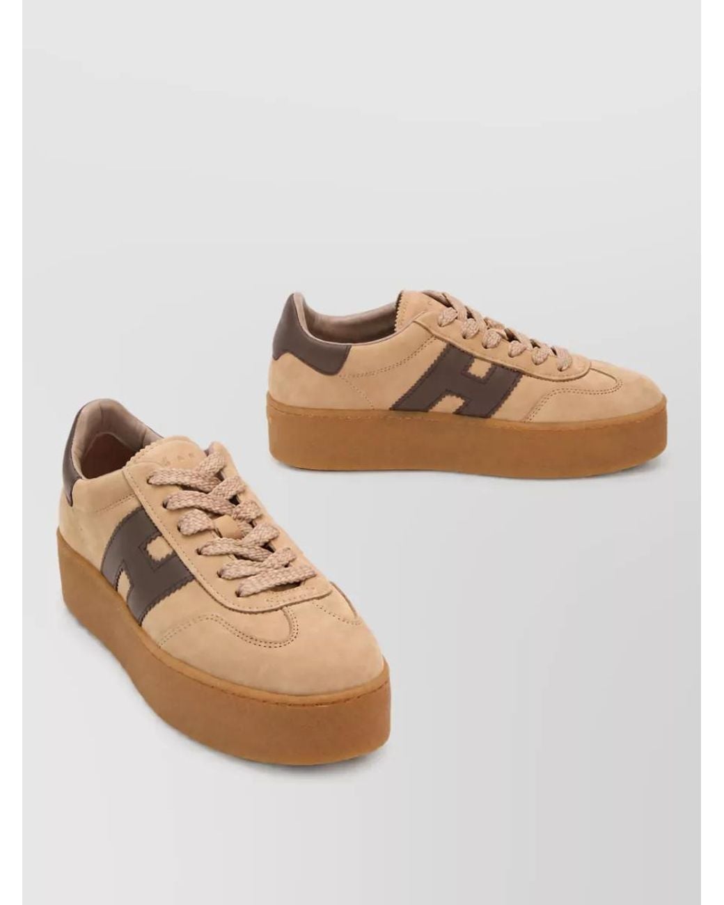 Hogan Natural Leather Lace-Up Sneakers