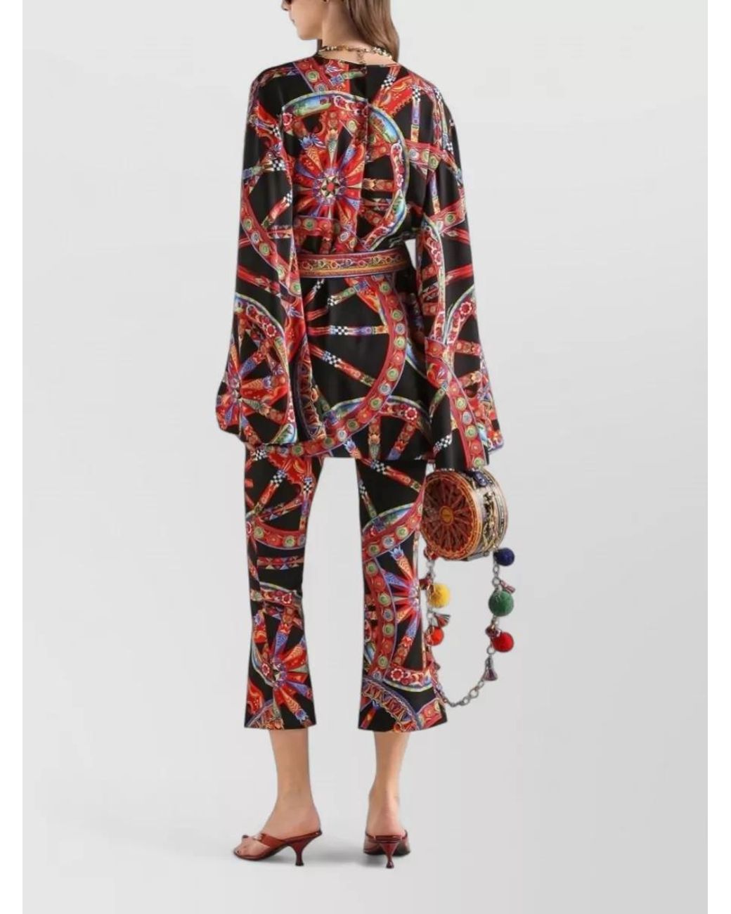 Dolce & Gabbana Silk Carretto Print Flared Trousers
