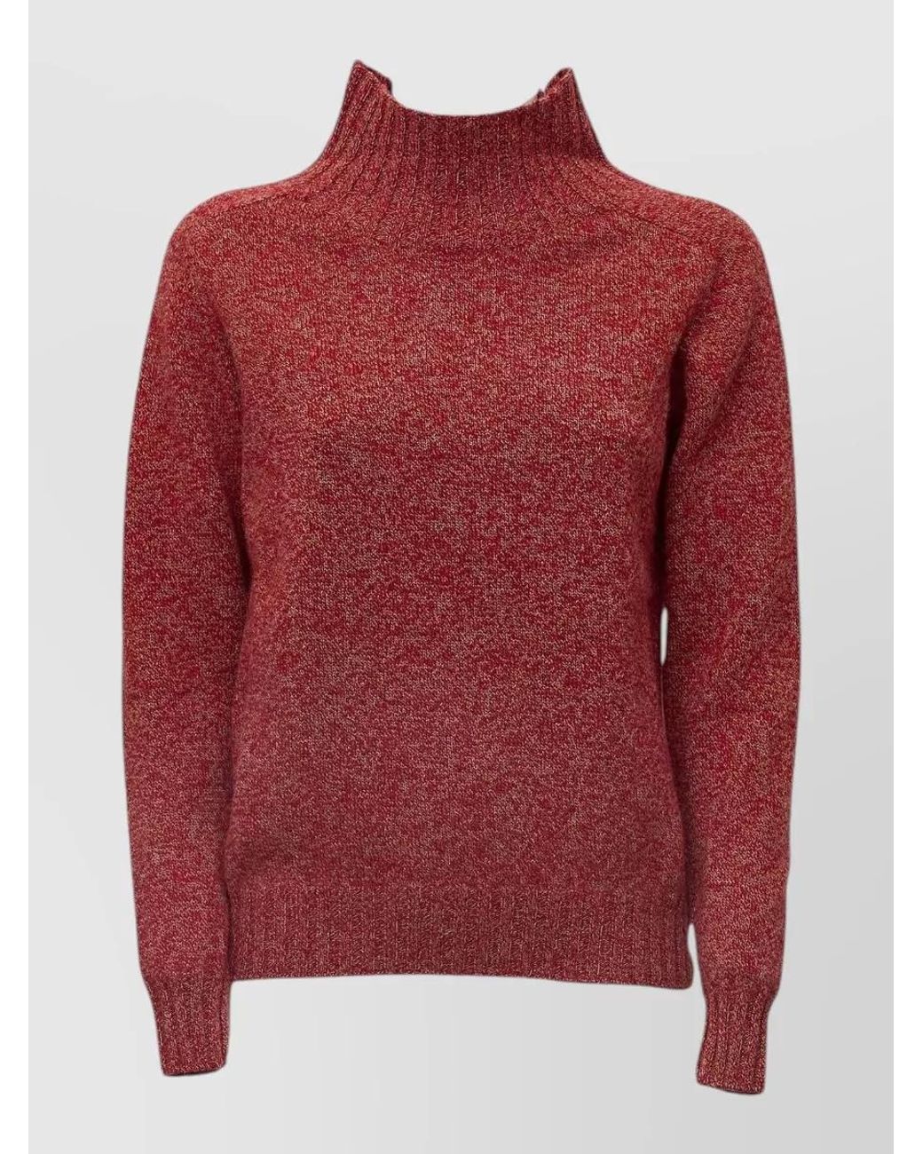Zanone Red Wool Angora Ribbed Turtleneck Sweater