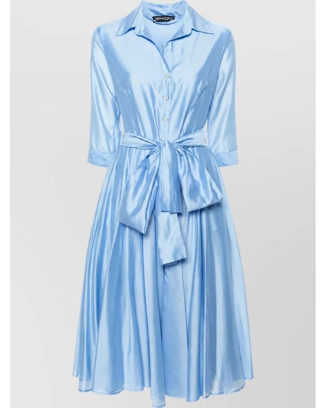 DR. HOPE Blue Round Neck Midi Dress