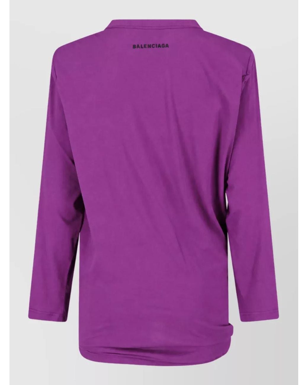 Balenciaga Purple Fine-Jersey Asymmetric Knotted Long-Sleeve T-Shirt