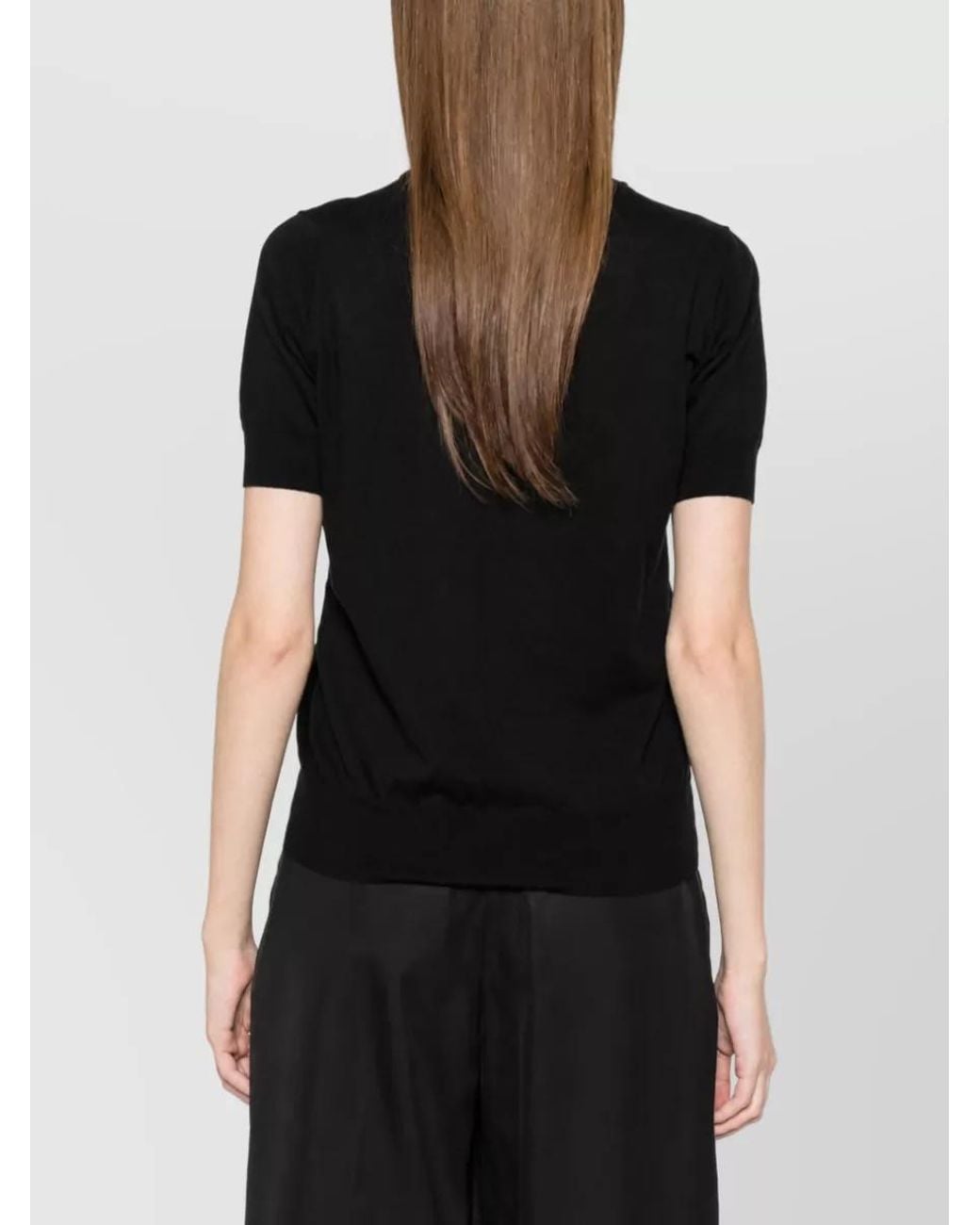 C.t. Plage Black Cotton Cashmere Crew Neck Short Sleeve T-Shirt