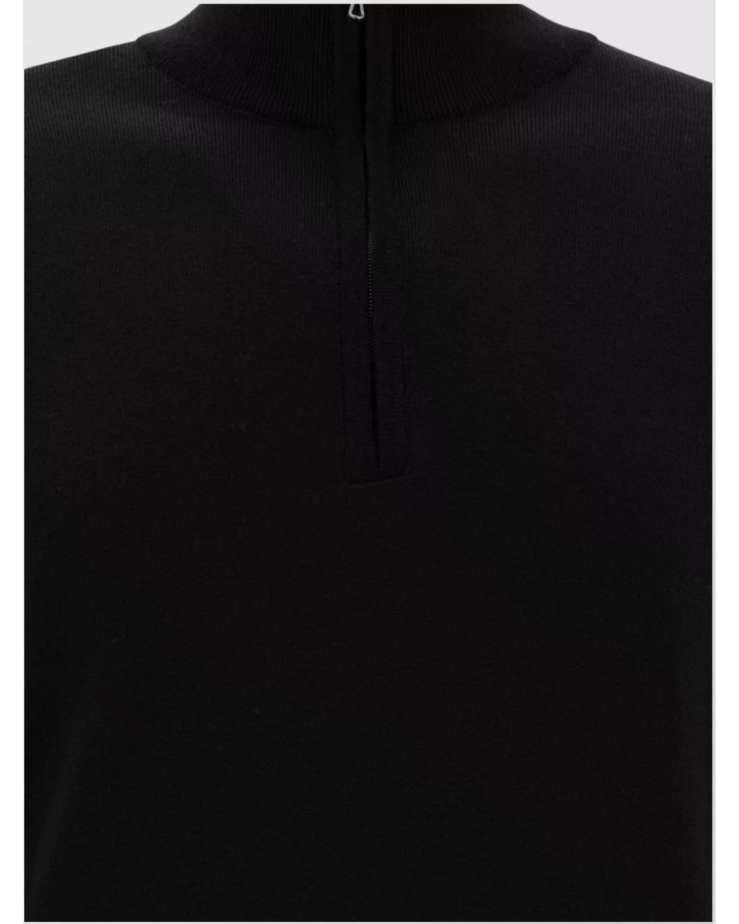 John Smedley Black Merino Wool Half-Zip Sweater for men