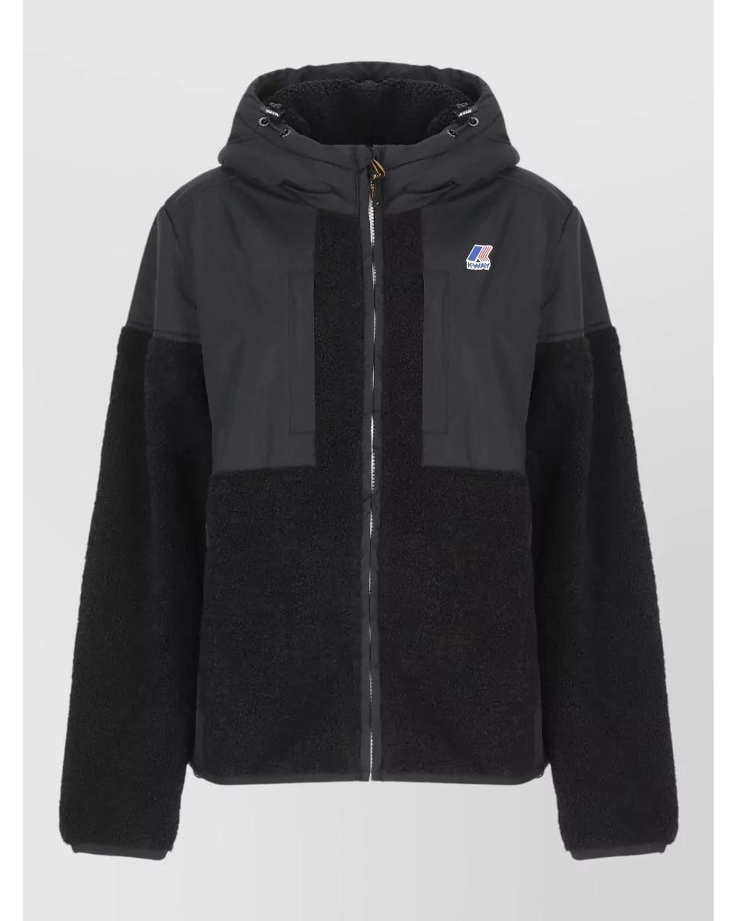 K-Way Black Hooded Faux Fur Jacket
