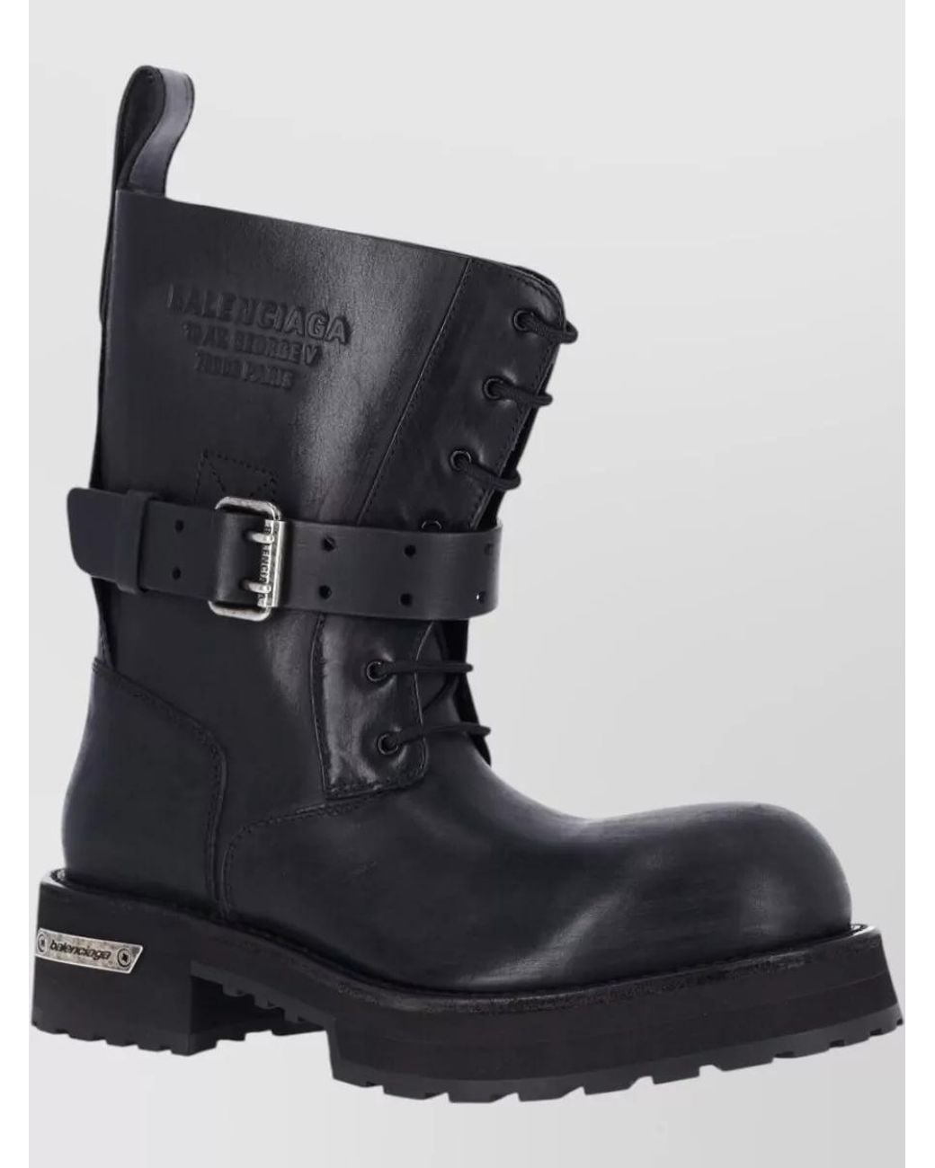 Balenciaga Black Leather Lace-Up Ankle Boots for men
