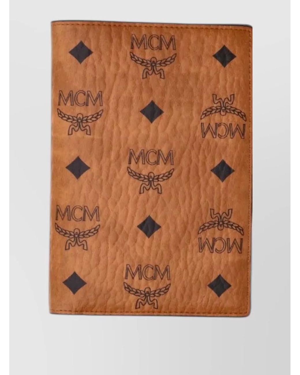 MCM Brown Visetos Logo Print Passport Holder for men