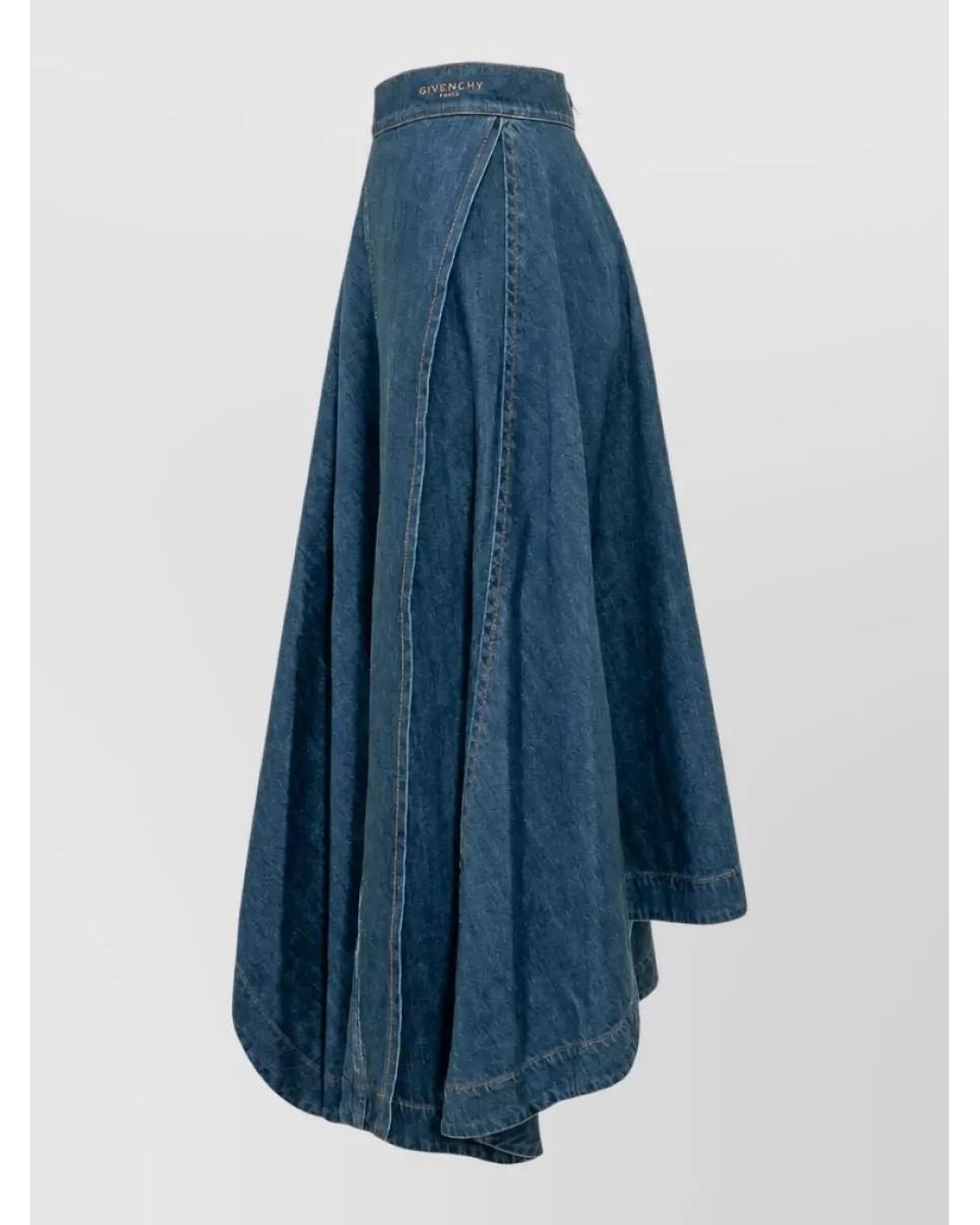 Givenchy Blue Asymmetric Long Denim Skirt