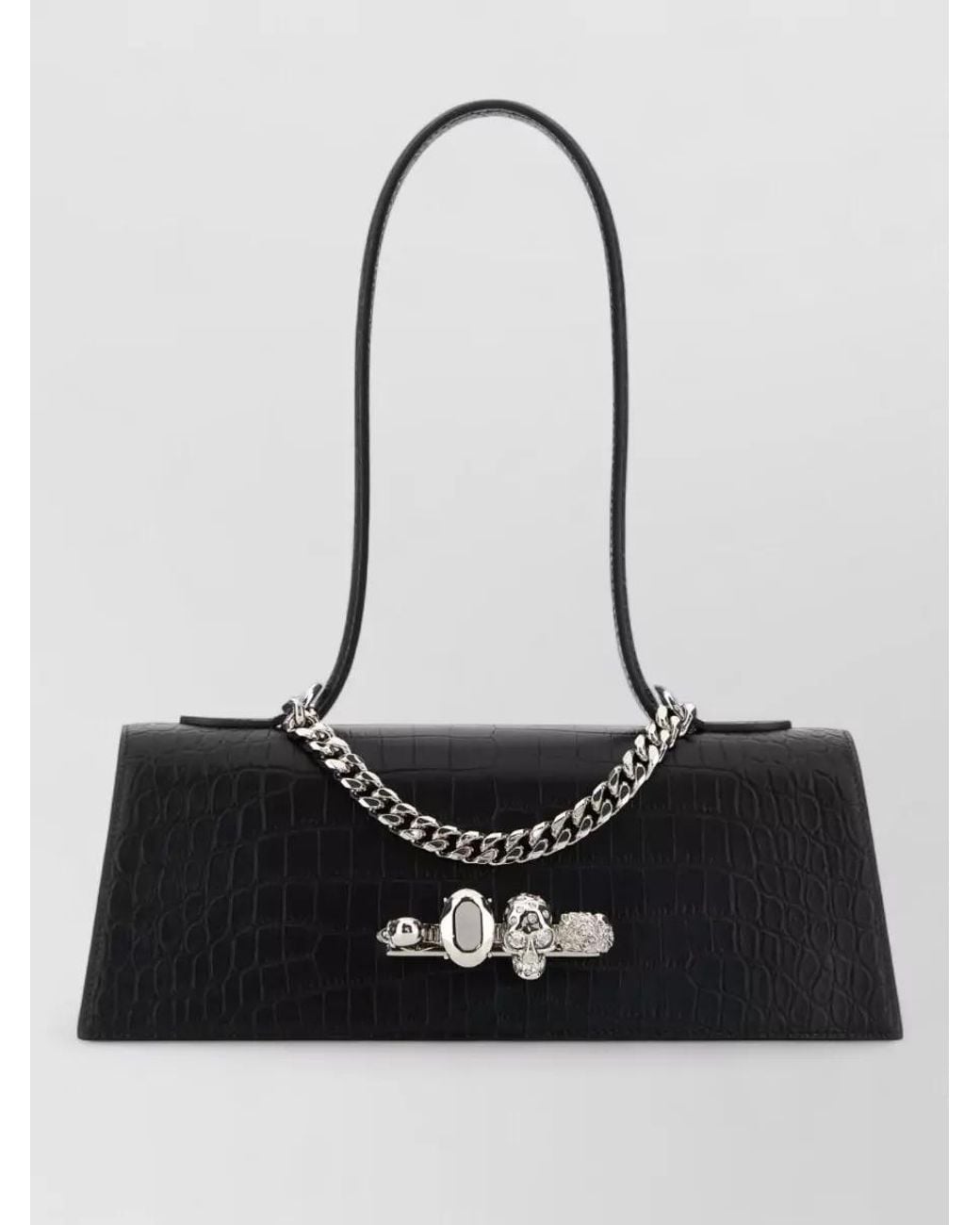 McQueen Black Jewelled Top Handle Leather Shoulder Bag