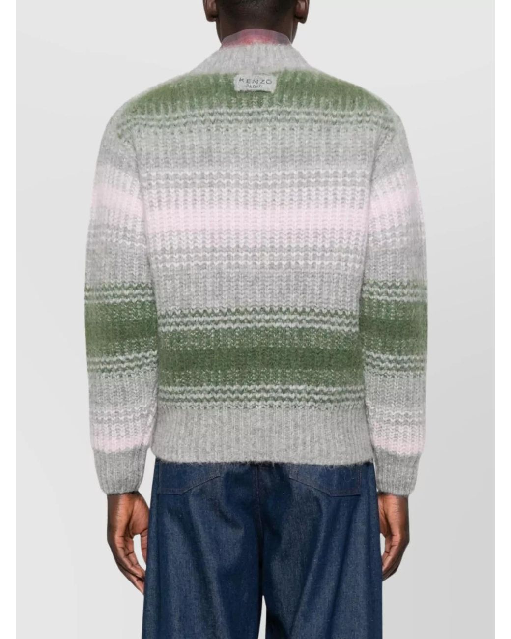 KENZO Gray Wool-Blend V-Neck Jumper for men