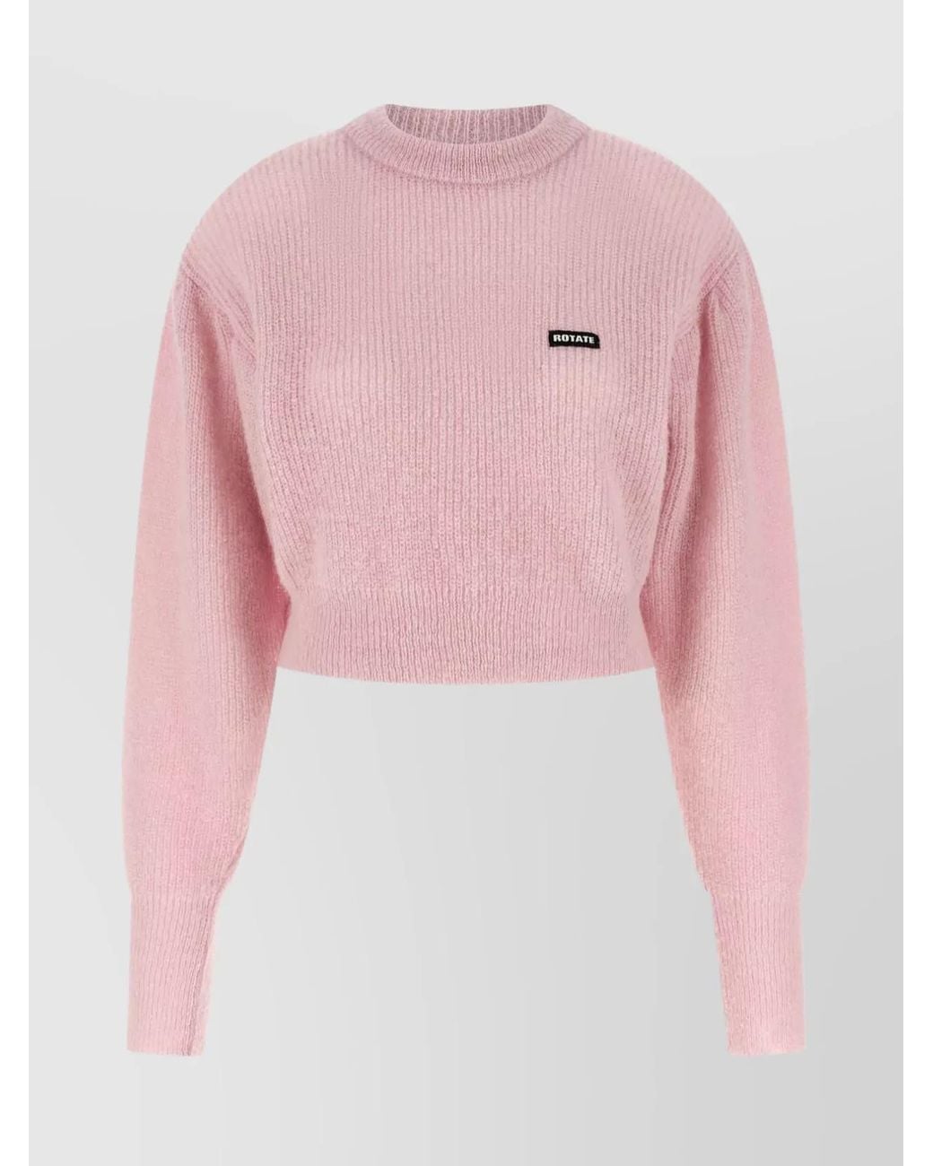 ROTATE BIRGER CHRISTENSEN Pink Alpaca-Blend Cropped Long-Sleeve Knit Puff Jumper