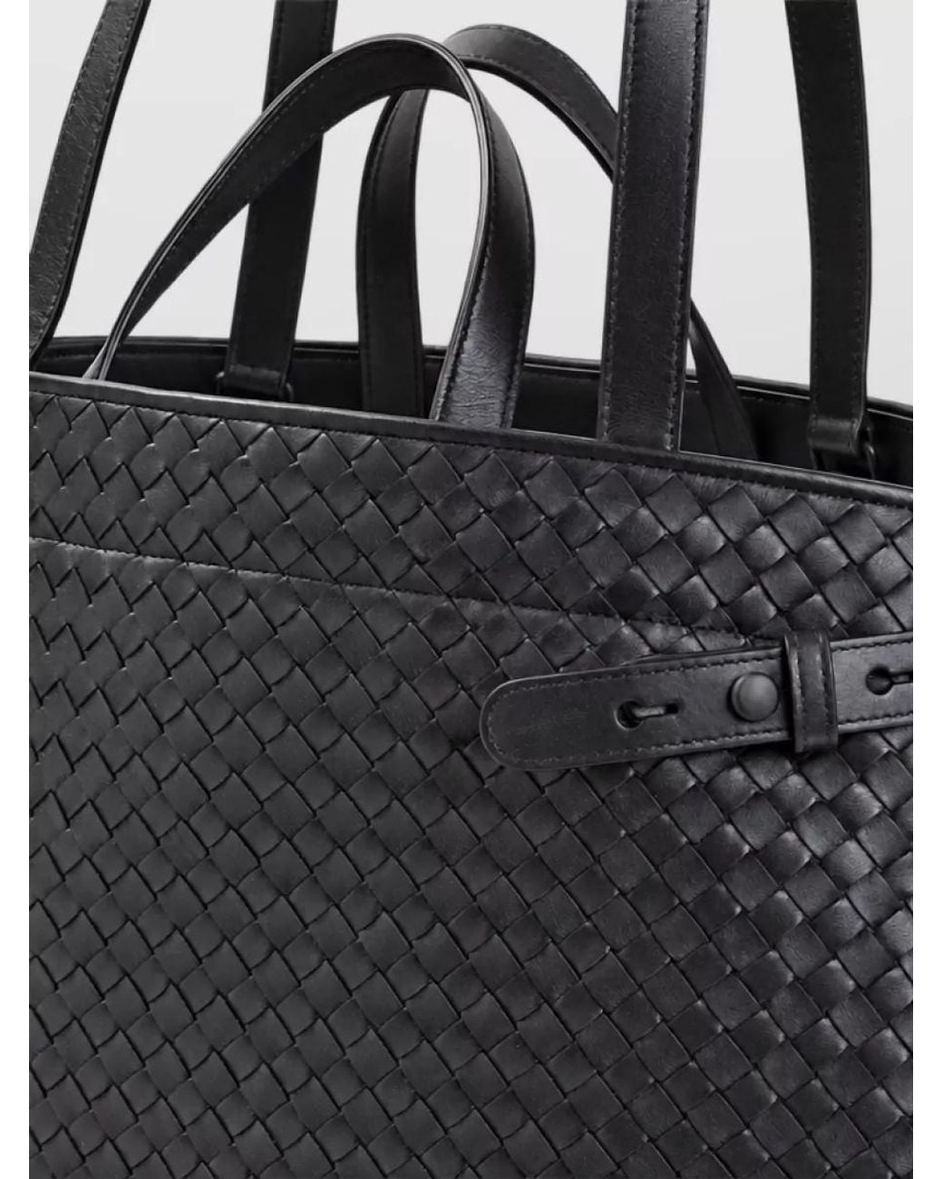 Bottega Veneta Black Leather Intrecciato Tote Bag for men