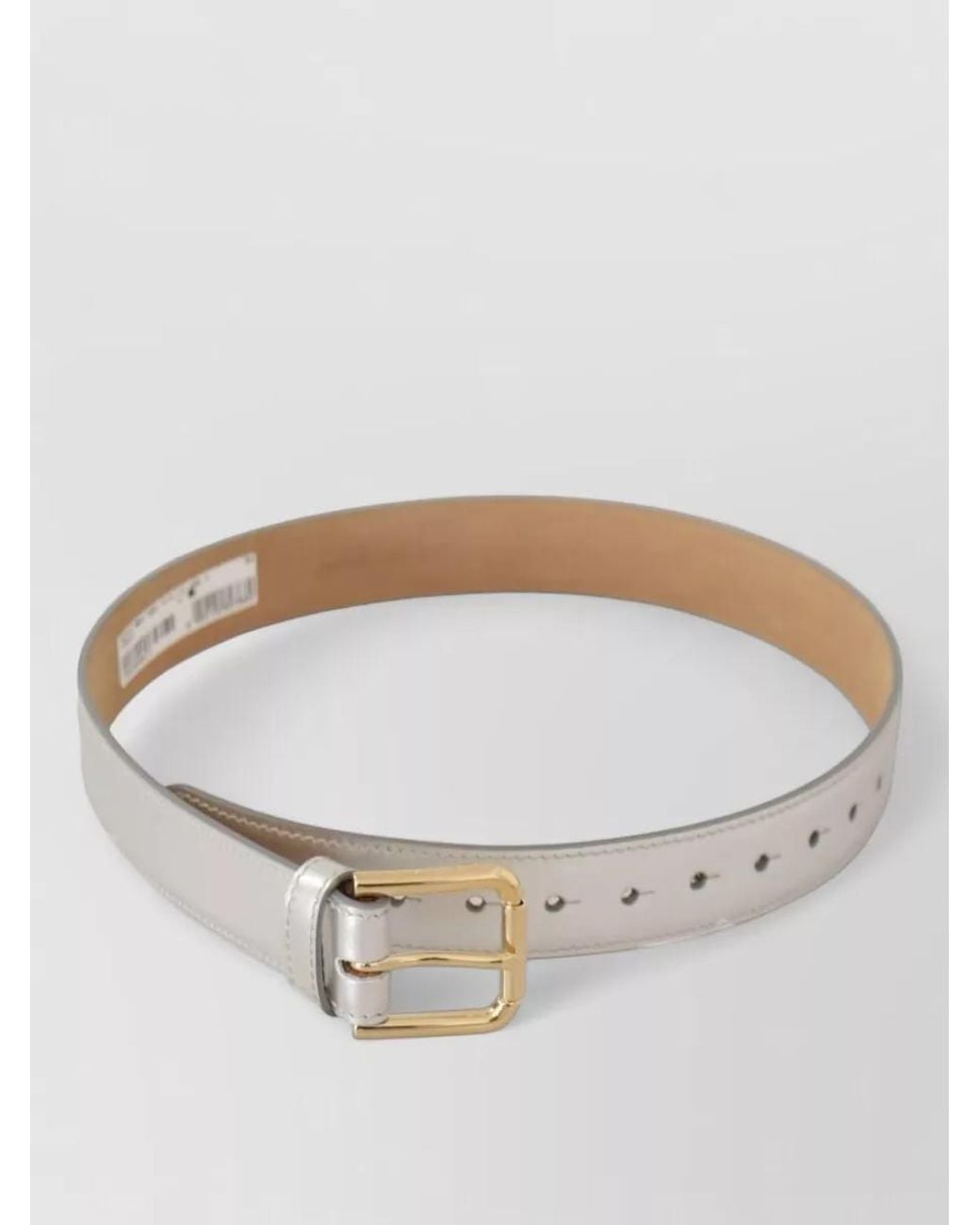 Dolce & Gabbana Gray Leather Logo Buckle Belt