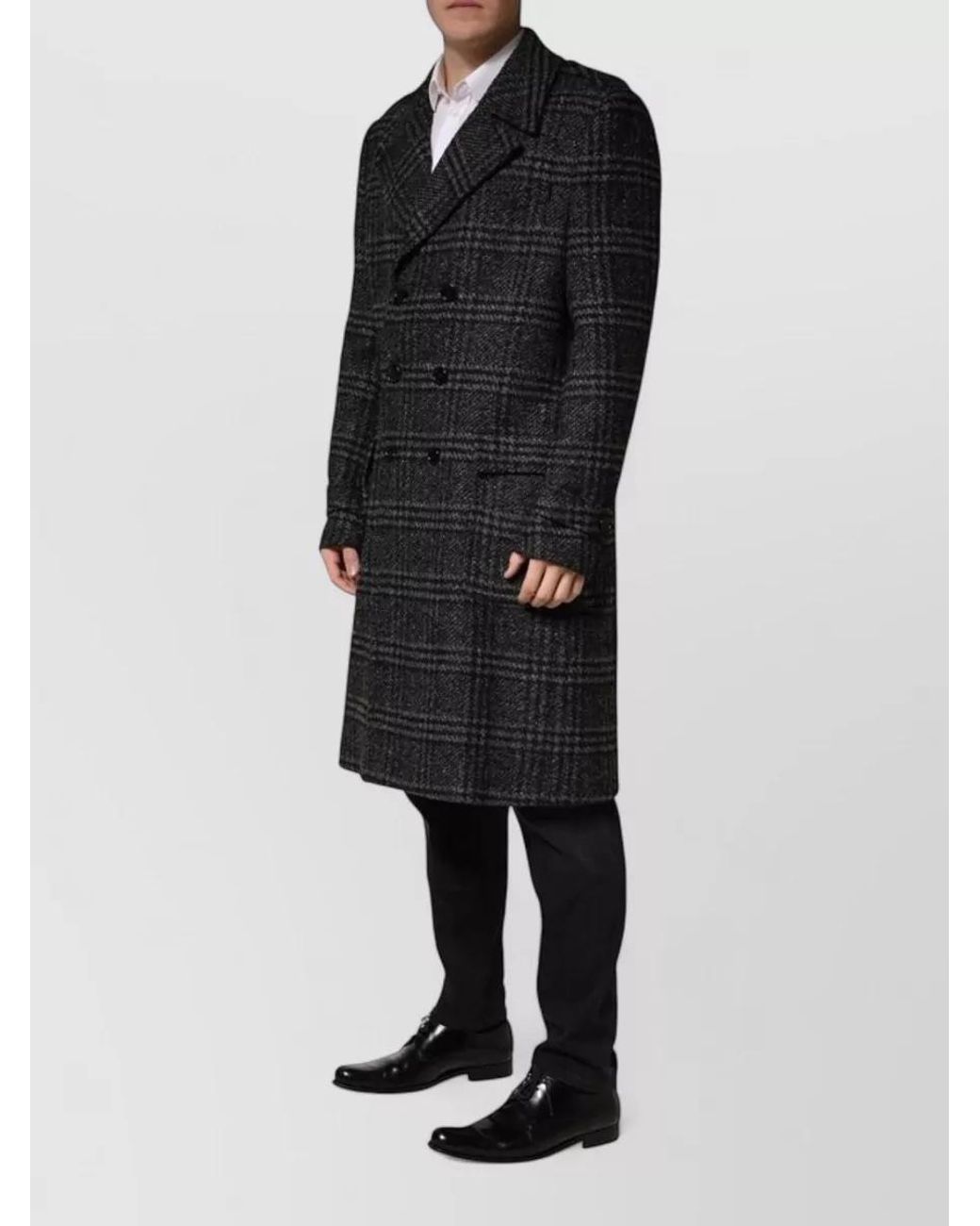 Dolce & Gabbana Black Checked Double Breasted Coat for men