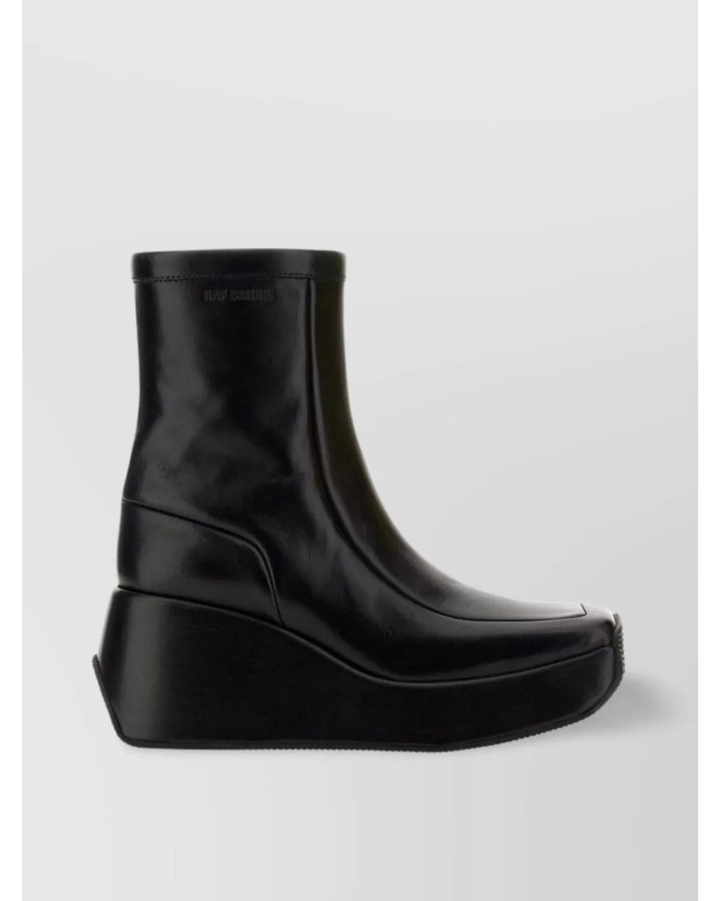 Raf Simons Black Leather Square-Toe Ankle Boots