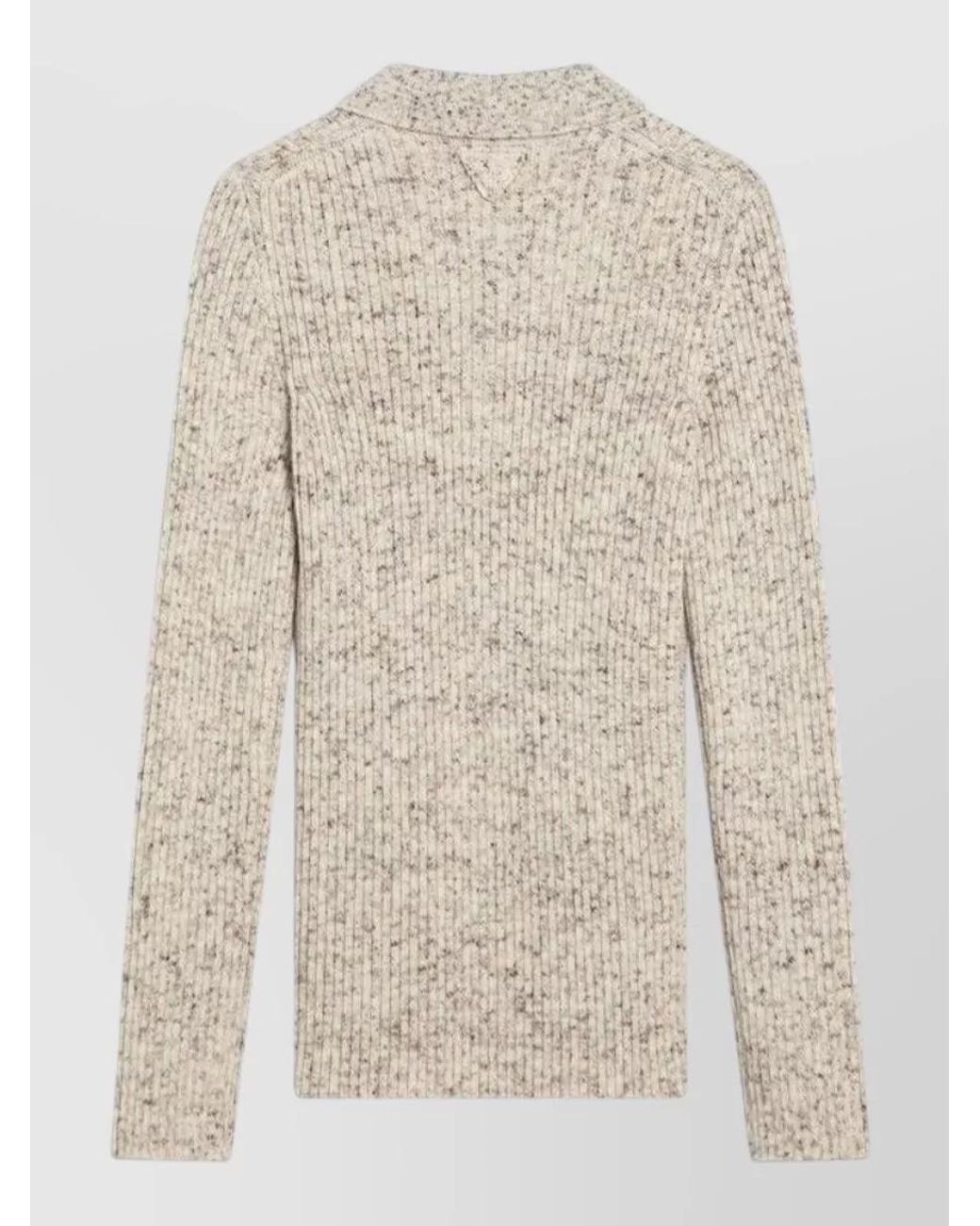 Prada Natural Wool-Blend Polo Top
