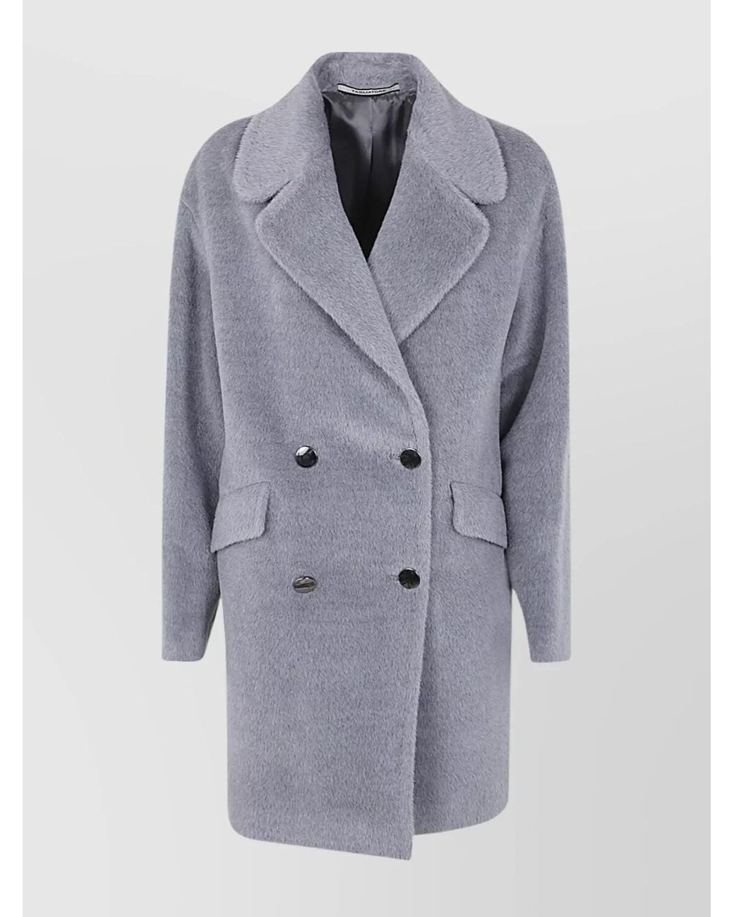 Tagliatore Blue Alpaca Virgin Wool Double-Breasted Coat