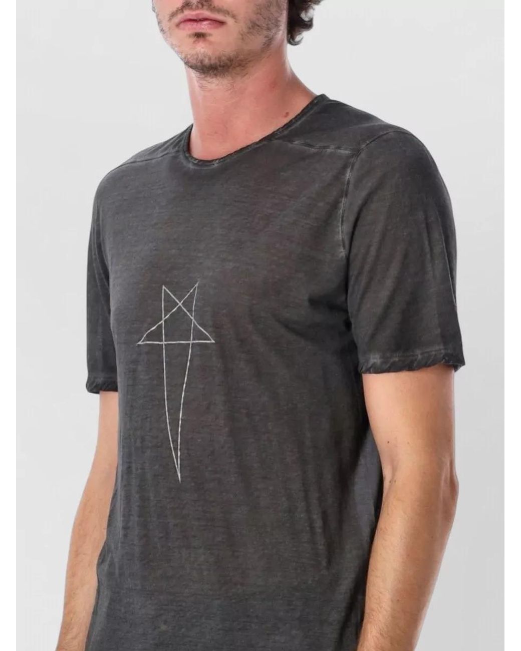 Rick Owens Black Cotton Semi-Sheer Short-Sleeve T-Shirt for men