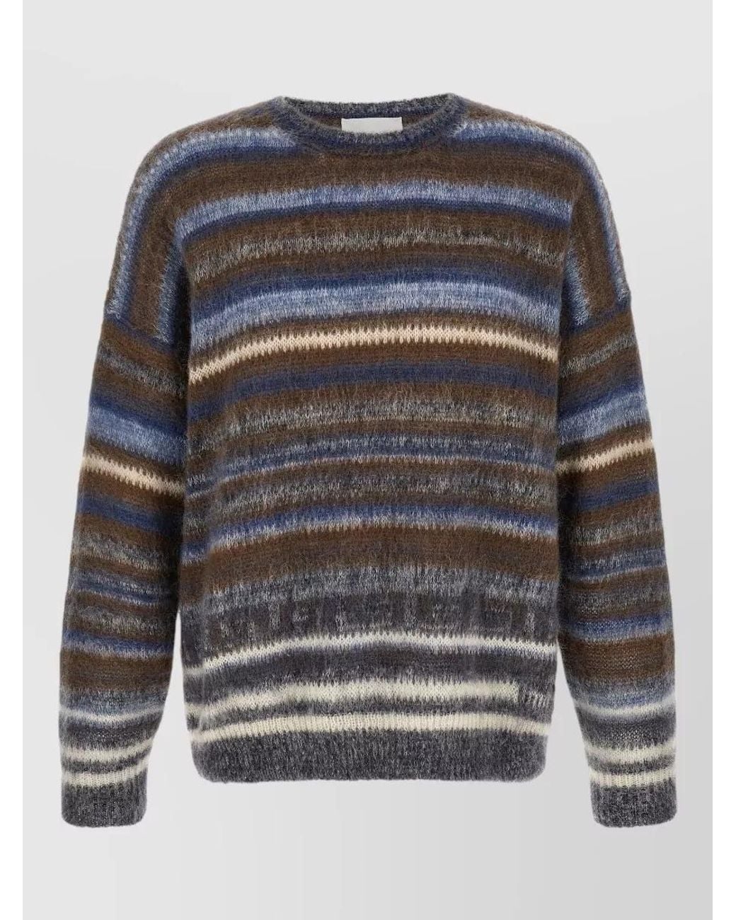 Isabel Marant Gray Wool Striped Oversized Crew Neck Sweater for men