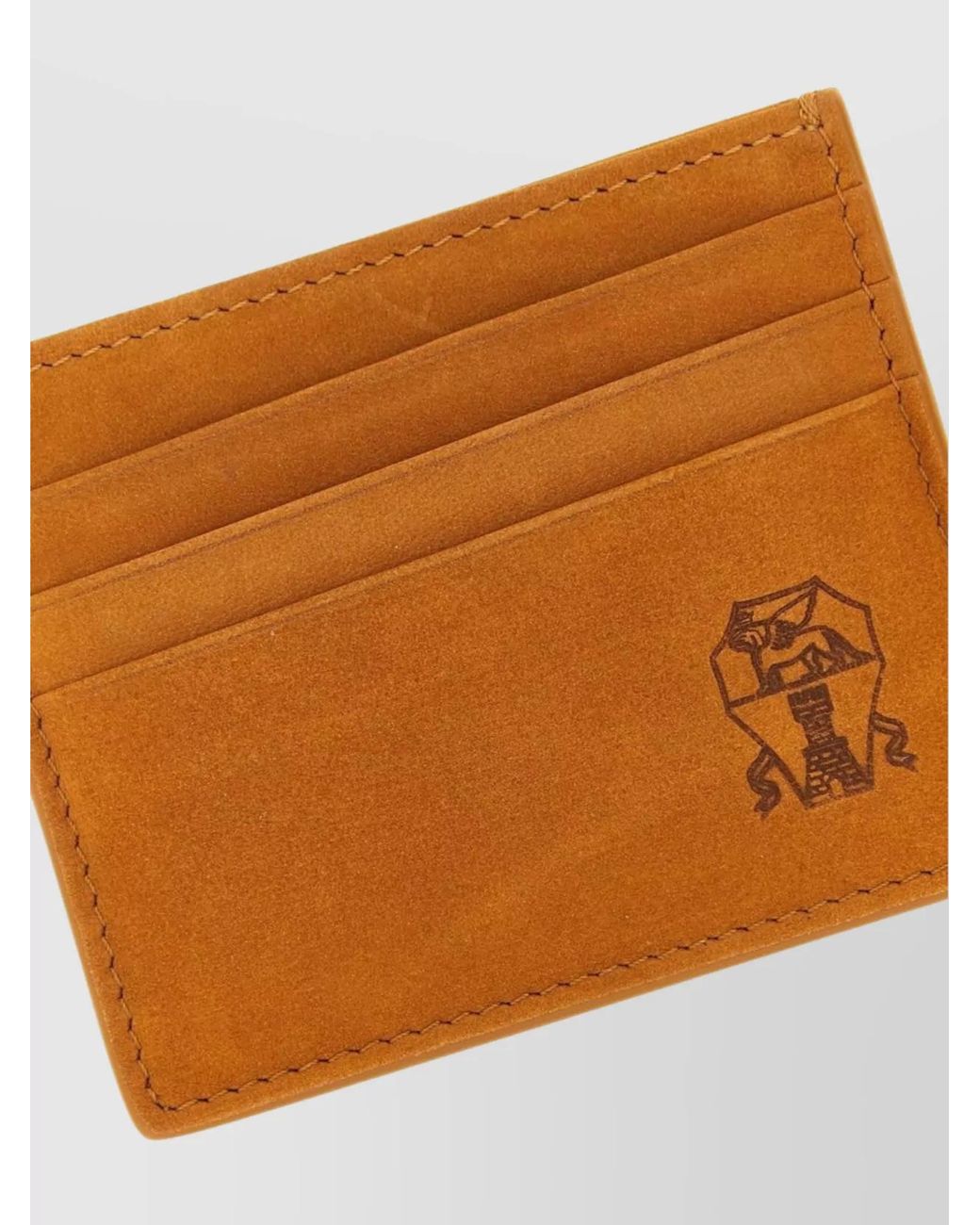 Brunello Cucinelli Orange Compact Suede Card Holder for men