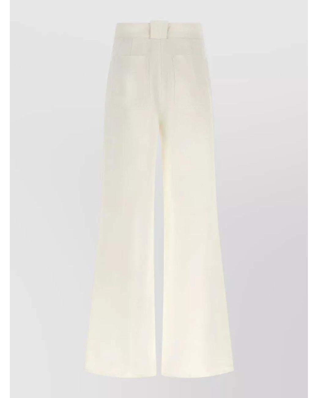Max Mara White High-Rise Wide-Leg Cotton Trousers